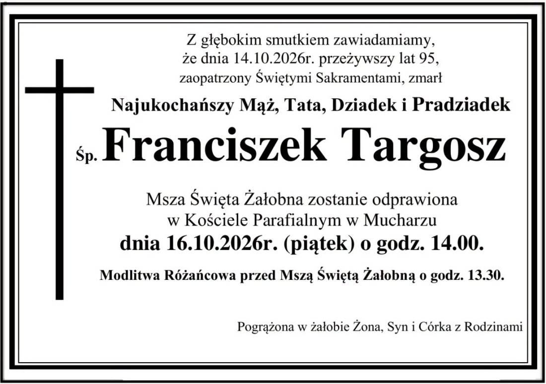 Nekrolog: Franciszek Targosz.