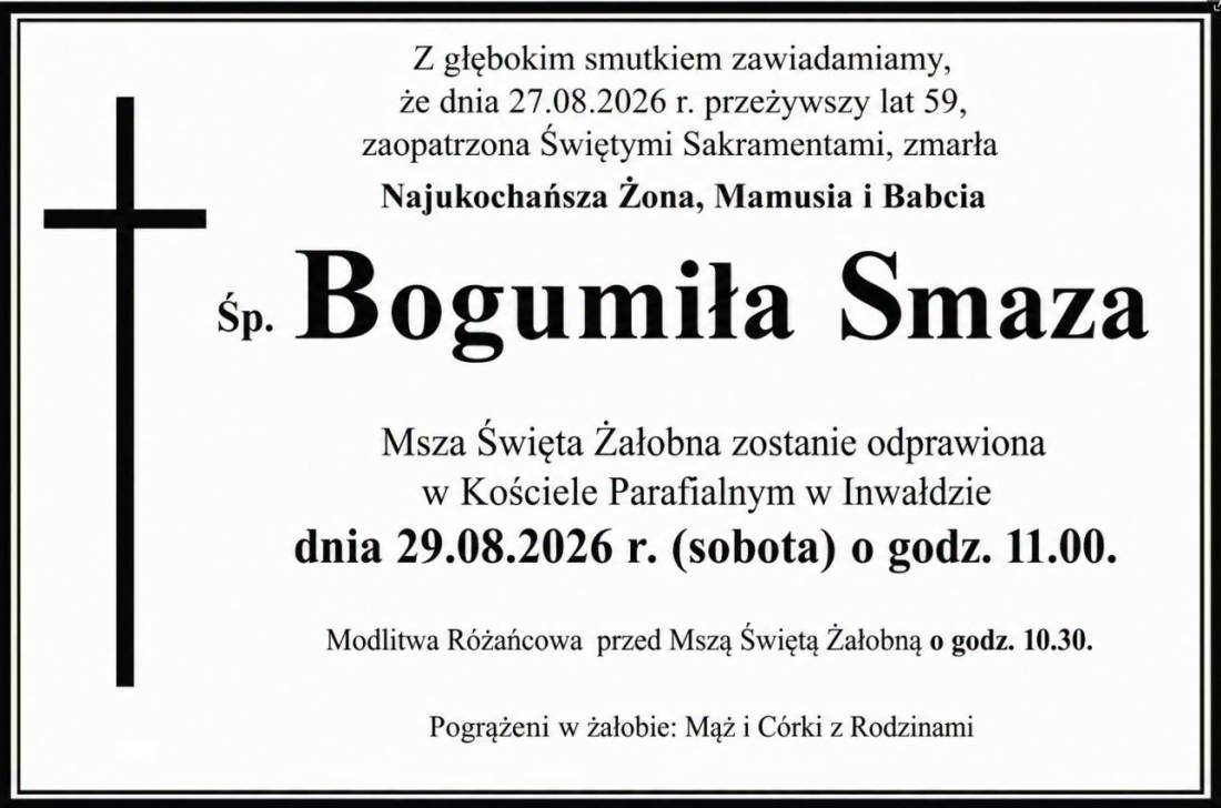 NEKROLOG - Bogumiła Smaza.