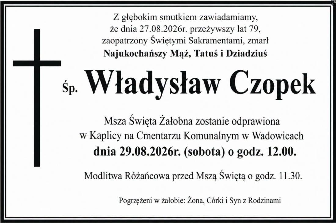 NEKROLOG  - Władysław Czopek.
