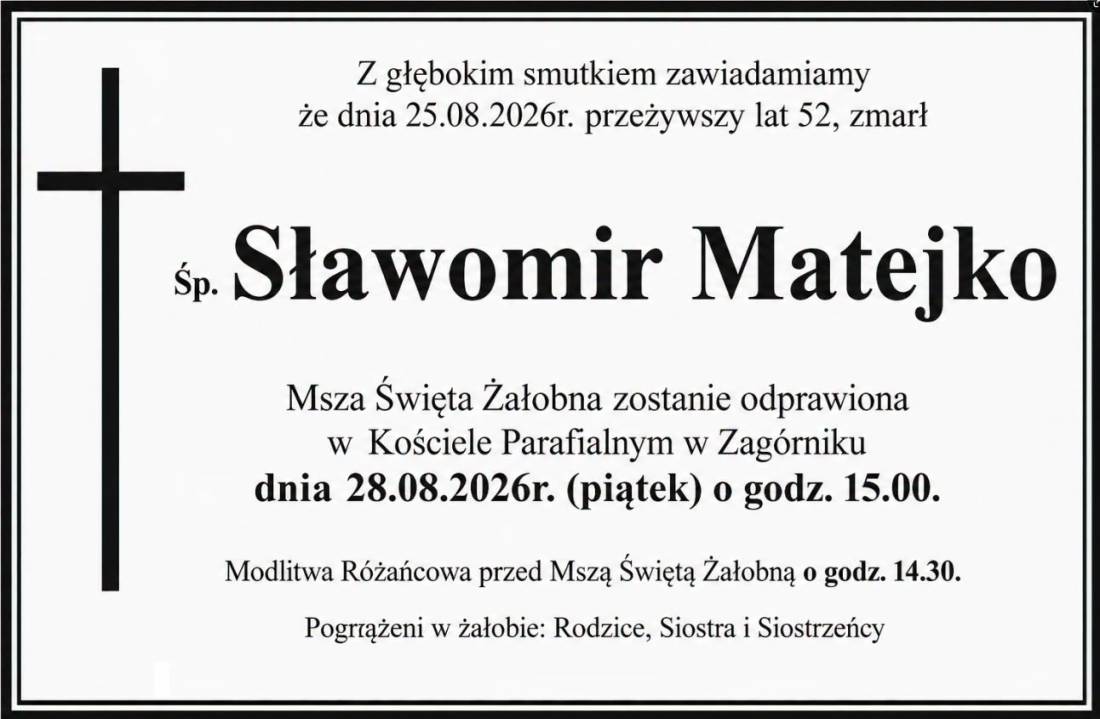 NEKROLOG  - Sławomir Matejko.