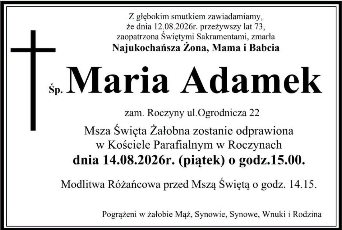 NEKROLOG - Maria Adamek