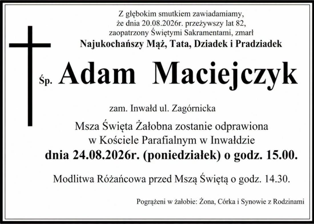 NEKROLOG - Adam Maciejczyk.