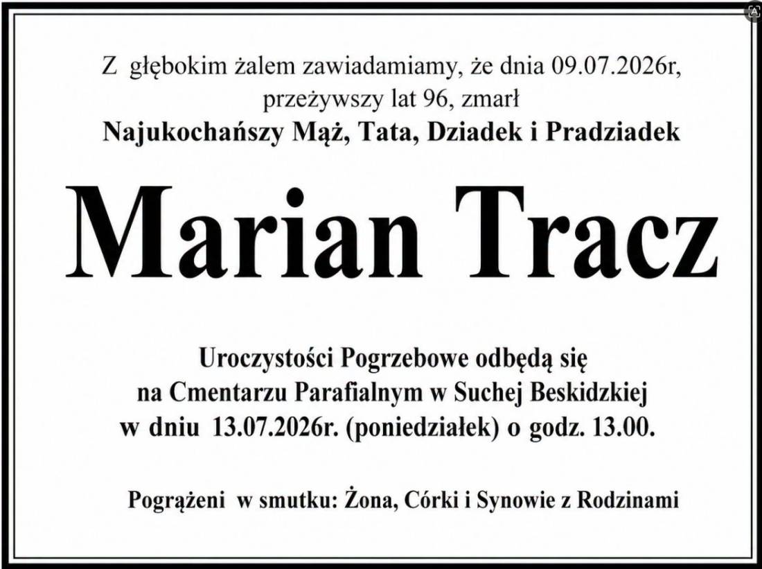 NEKROLOG - Marian Tracz.