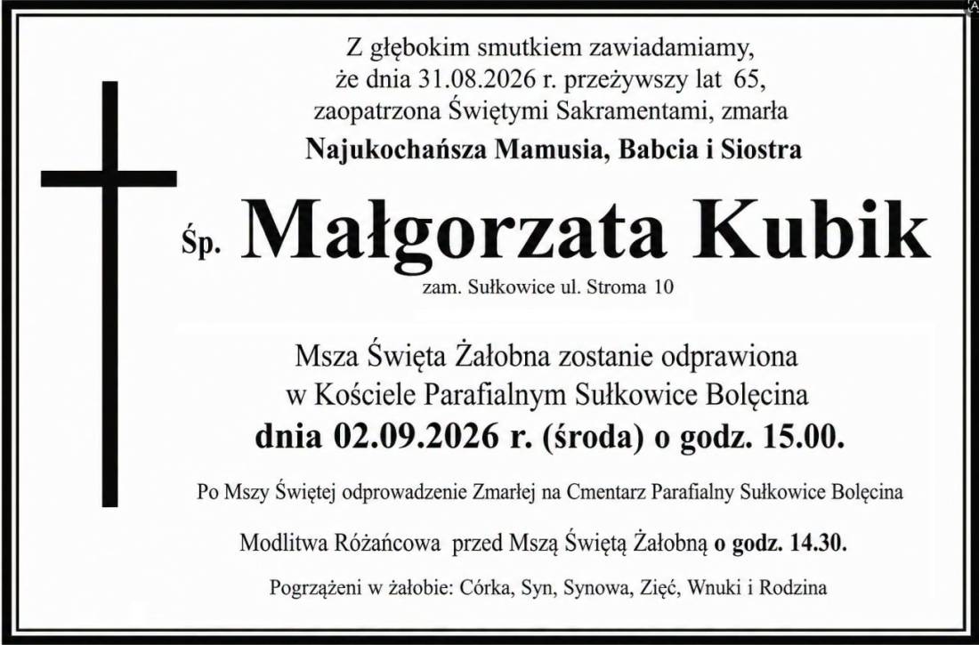NEKROLOG - Małgorzata Kubik.