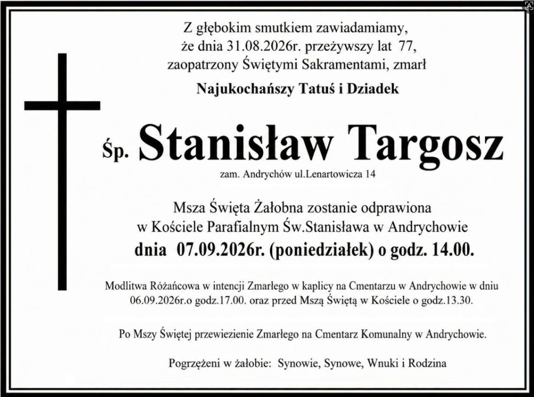 NEKROLOG - Stanisław Targosz.