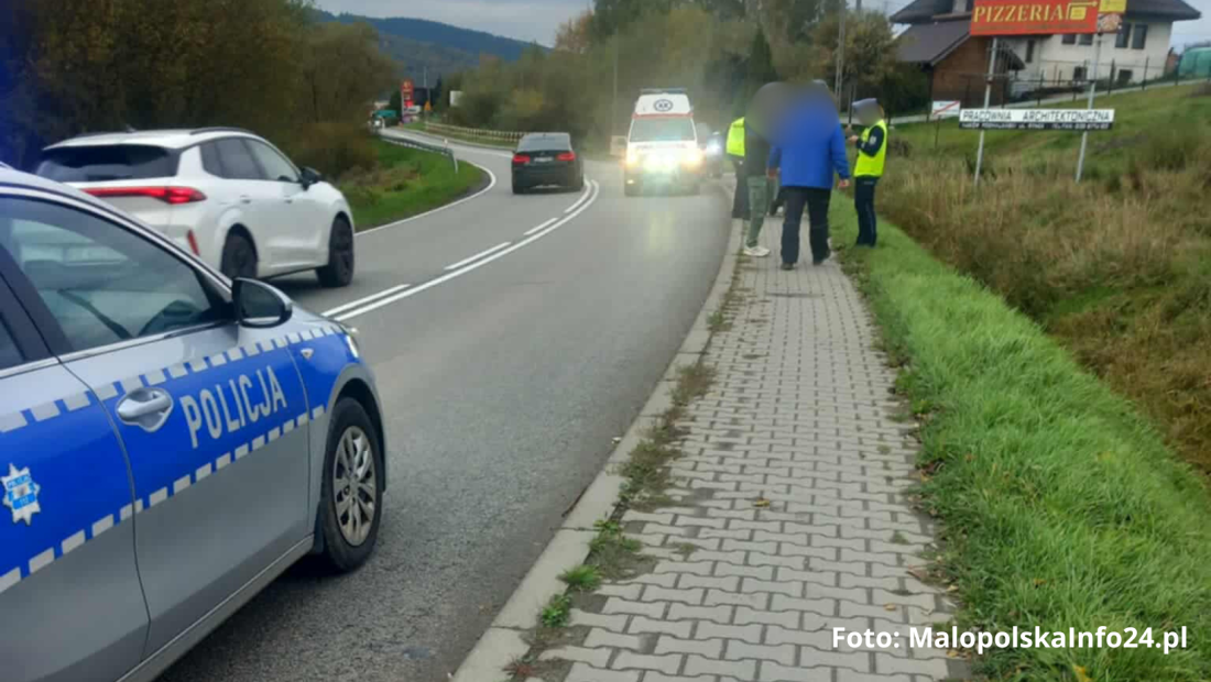 Motocyklista trafił do szpitala po zdarzeniu drogowym w Stryszawie.