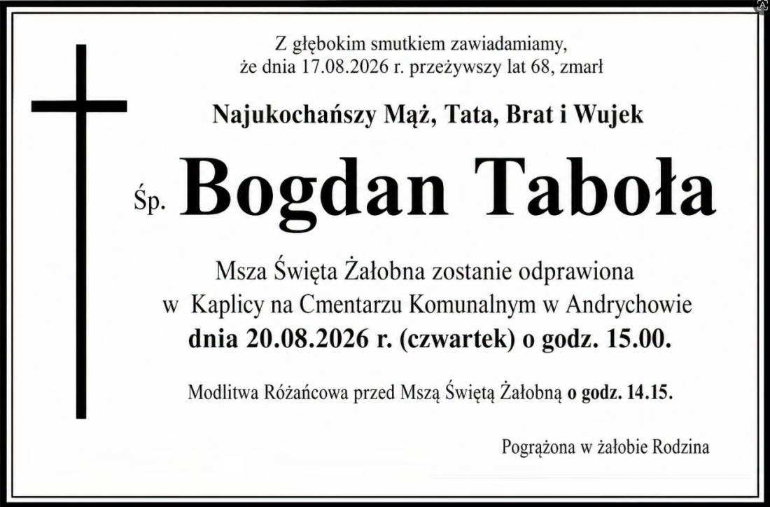 NEKROLOG  - Bogdan Taboła.