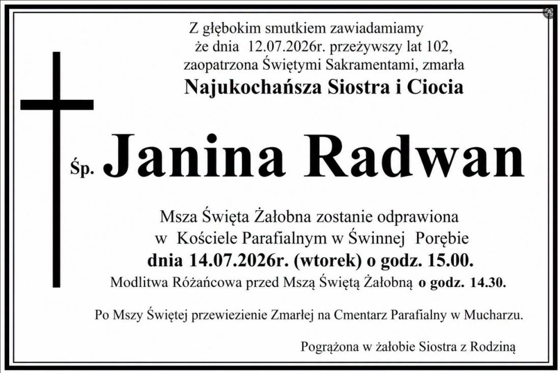 NEKROLOG - Janina Radwan.
