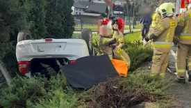 Zderzenie dwóch samochodów w na granicy Kukowa/Lasu. 