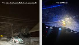 Silne opady śniegu utrudniły noc w powiecie. Liczne interwencje straży pożarnej.