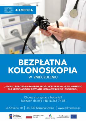 Mieszkańcy powiatów – limanowskiego i suskiego mogą bezpłatnie wykonać badanie przesiewowe w kierunku raka jelita grubego i to w pełnym znieczuleniu!