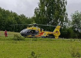 Wypadek w Makowie Podhalańskim. Lądował śmigłowiec. 