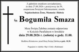 NEKROLOG - Bogumiła Smaza.