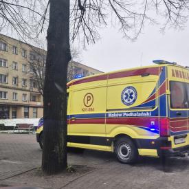 Interwencja służb na ul. Mickiewicza w Suchej Beskidzkiej.