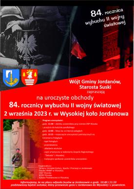 84 rocznica wybuchu II wojny światowej w Wysokiej koło Jordanowa.