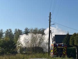 Pożar zakładu stolarskiego (garaż) w Makowie Podhalańskim.