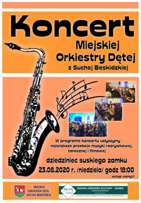 Sucha Beskidzka: Koncert Miejskiej Orkiestry Dętej na dziedzińcu zamkowym