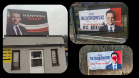 Mentzen z &quot;wąsem&quot;, Trzaskowski &quot;Do Berlina&quot;. Zniszczone banery wyborcze. 
