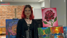 Zaproszenie na wernisaż wystawy Anny Borowy „Dusza Artysty” w Makowskim Centrum Kultury.