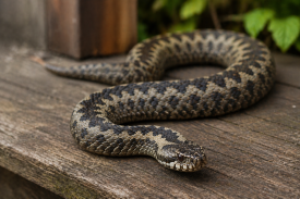 Żmija na werandzie w Skawicy. Strażacy apelują o ostrożność
