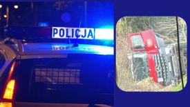 Seria niefortunnych zdarzeń w Lachowicach – Mercedes i koparka w rowie.