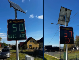 Nowe tablice radarowe w gminie Jordanów. Mają poprawić bezpieczeństwo na drogach.