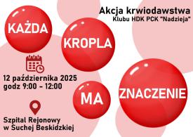 Akcja Krwiodawstwa z Klubem Honorowych Dawców Krwi PCK &quot;Nadzieja&quot; w Suchej Beskidzkiej.