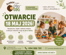 Niepubliczny Żłobek Ple Ple w Makowie Podhalańskim - wielkie otwarcie już wkrótce !