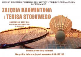 Maków Podhalański:  Zajęcia badmintona i tenisa stołowego