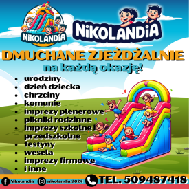 Nikolandia! Zapraszamy do rezerwacji dmuchanych zjeżdżalni z torami przeszkód oraz maszyny do waty cukrowej w sezonie 2025! 