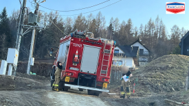 Interwencja Straży Pożarnej w Suchej Beskidzkiej. 