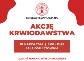 Akcja krwiodawstwa Ochotniczej Straży Pożarnej w Łętowni.