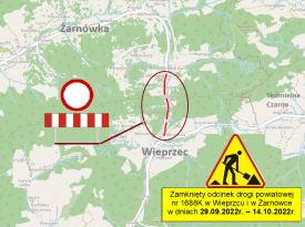 Zamknięcie odcinka drogi powiatowej w Wieprzcu i Żarnówce