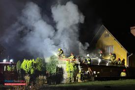 Pożar kotłowni w Marcówce. Na miejscu pracowało 42 strażaków.