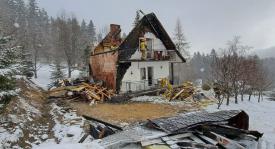 Pożar domku letniskowego