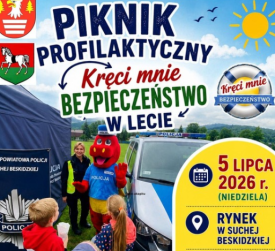 Piknik „Bezpieczne Wakacje 2026” już w niedzielę na Rynku w Suchej Beskidzkiej.