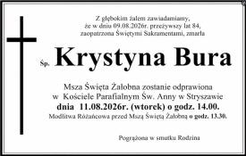 NEKROLOG - Krystyna Bura. 