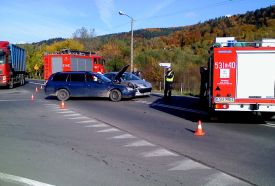 Sucha Beskidzka: Kolizja na skrzyżowaniu. Jedna osoba przewieziona do szpitala.  