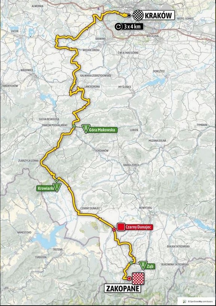 tour_de_pologne_mapa_etapu_zakopane_krakow